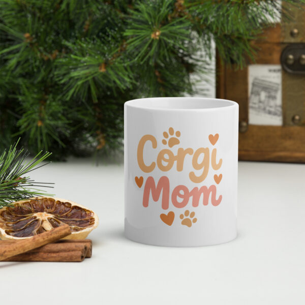 Corgi Mom White glossy mug - Image 4
